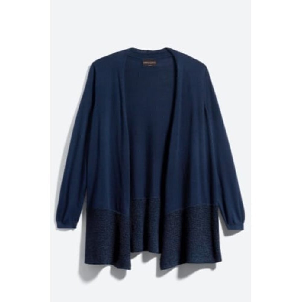 Absolutely Women's Plus Size Benja Navy Blue Mixed Knit Open Front Cardigan
